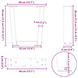 ZNTS Dining Table Legs V-Shape 2 pcs White 40x cm Steel 4012605