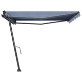 Freestanding Manual Retractable Awning 400x300 cm Blue/White 3069736
