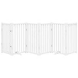 Dog Gate with Door Foldable 6 Panels White 300 cm Solid Wood Fir 352279