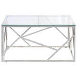 Coffee Table Silver Stainless Steel and Tempered Glass 349945