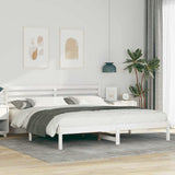 Bed Frame with Headboard White 200 x 200 cm Solid Pine Wood 872276