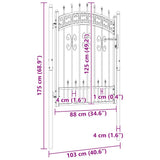 Fence Gate KAMPEN with Spear Top Black 103x125 cm Steel 151091