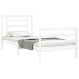 Bed Frame without Mattress White Single Solid Wood 3194667