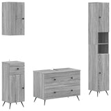 4 Piece Bathroom Cabinet Set BREDA Grey Sonoma Engineered Wood 3417969