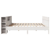 ZNTS Bookcase Bed without Mattress White 200x200cm Solid Wood Pine 3323171