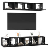 TV Cabinet Set Wall-mounted 5 pcs Black Oak Engineered Wood 3393406