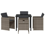 Garden Dining Set 5 pcs Grey Poly Rattan 3380597