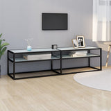 TV Cabinet White Marble 160x40x40.5 cm Tempered Glass 331720