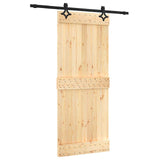 Sliding Door Natural and Black 85 x 210 cm Solid Pine Wood 3445048