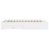 Bed Frame White Engineered Wood Double Bed Frame Rectangular 3280370