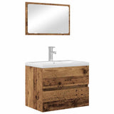 Bathroom Furniture Set 2 pcs Old Wood Engineered Wood and Metal 875432
