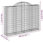 Arched Gabion Baskets 10 pcs 200x30x140/160 cm Galvanised Iron 3146160