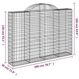 Arched Gabion Baskets 10 pcs 200x30x140/160 cm Galvanised Iron 3146160