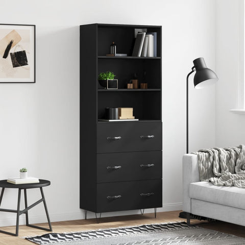 Highboard Black 69.5x34x180 cm Engineered Wood 3189374
