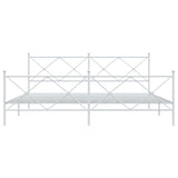 Metal Bed Frame without Mattress with Footboard White 200x200cm 376576