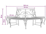 Tree Bench 4-Seater 160 x 80 x 89 cm Steel Black Half-round 42029524