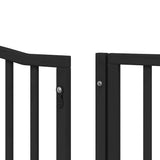 Dog Gate with Door Foldable 12 Panels Black 960 cm Poplar Wood 3155628