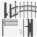 Fence Gate with Spear Top with Lock Grey 103 x 125 cm Steel 42009039