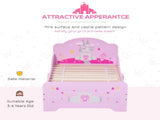 Kids Bed Princess Castle Theme w/ Side Rails Slats Home Furniture for 3 - 6 Yrs Pink 143 x 73 x 60 T3398P347663
