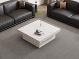 Modern square coffee table with marble look, Centre Tea Table with 4 Sliding Drawers, Coffee End N605P375112W