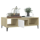Coffee Table White and Sonoma Oak 103.5x60x35 cm Engineered Wood 806027