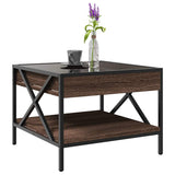 Coffee Table with Infinity LED Brown Oak 50x50x38 cm 847701