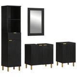 4 Piece Bathroom Furniture Set Black Engineered Wood 3309996