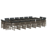 17 Piece Garden Dining Set with Cushions Grey Poly Rattan 3210884
