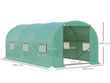 4 x 2 x 2 m Polytunnel Greenhouse with Roll-up Door and 6 Mesh Windows, Walk-in Garden Tunnel Warm T3398P317600