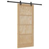 Sliding Door Natural and Black 86 x 198.5 cm Solid Pine Wood 3445510