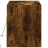 TV Wall Cabinet with LED Lights Smoked Oak 100x31x35 cm 852366