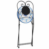 Mosaic Bistro Set Blue and White Iron and Ceramic 3216353