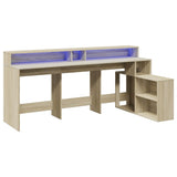Desk with LED Lights Sonoma Oak 200x104x91 cm Engineered Wood 3309467