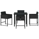 Garden Dining Set with Cushion 5 pcs Black Poly Rattan 3380008