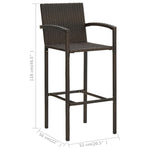 5 Piece Outdoor Bar Set with Armrest Poly Rattan Brown 3064810