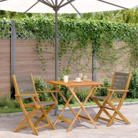 ZNTS 3 Piece Bistro Set Grey Polypropylene and Solid Wood 3281878
