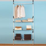 Telescopic Wardrobe System with Rods and Shelf Aluminium 321113