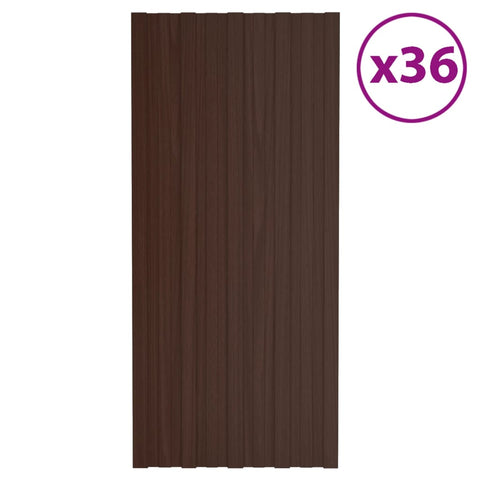 Roof Panels 36 pcs Galvanised Steel Brown 100x45 cm 317218