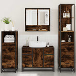 4 Piece Bathroom Furniture Set Smoked Oak Engineered Wood 3301302