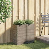 ZNTS Garden Planters 2 pcs Grey 30x30x60 cm Poly Rattan 3210518