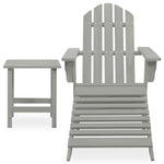 Garden Adirondack Chair with Ottoman&Table Solid Fir Wood Grey 315930