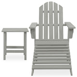Garden Adirondack Chair with Ottoman&Table Solid Fir Wood Grey 315930