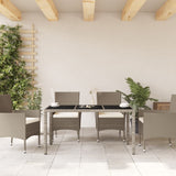 Garden Table with Glass Top Light Grey 150x90x75 cm Poly Rattan 368125