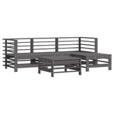 5 Piece Garden Lounge Set with Cushions Grey Solid Wood 3185803
