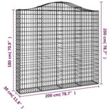 Arched Gabion Baskets 6 pcs 200x30x180/200 cm Galvanised Iron 3145518