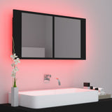 LED Bathroom Mirror Cabinet Black 90x12x45 cm Acrylic 804973