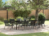 Garden Dining Set 9 pcs Black Powder-Coated Steel 3379141
