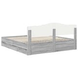Bed Frame with Drawer Grey Sonoma 200 x 200 cm Engineer Wood 3412975