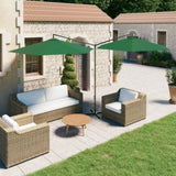 ZNTS Double Garden Parasol with Steel Pole Green 600 cm 312562