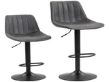 Set of 2 Leathaire Tub Bar Stools - Charcoal Grey T3398P423551